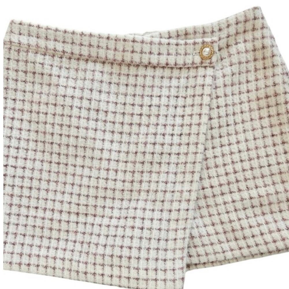 House of Harlow 1960 Plaid Tweed Houndstooth Mini Womens Skort Medium 6 8 NWT